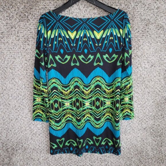 Diane von Furstenberg‎ Dress Womens 6 Green Printed Silk Tacita Tunic Shift - Picture 7 of 7